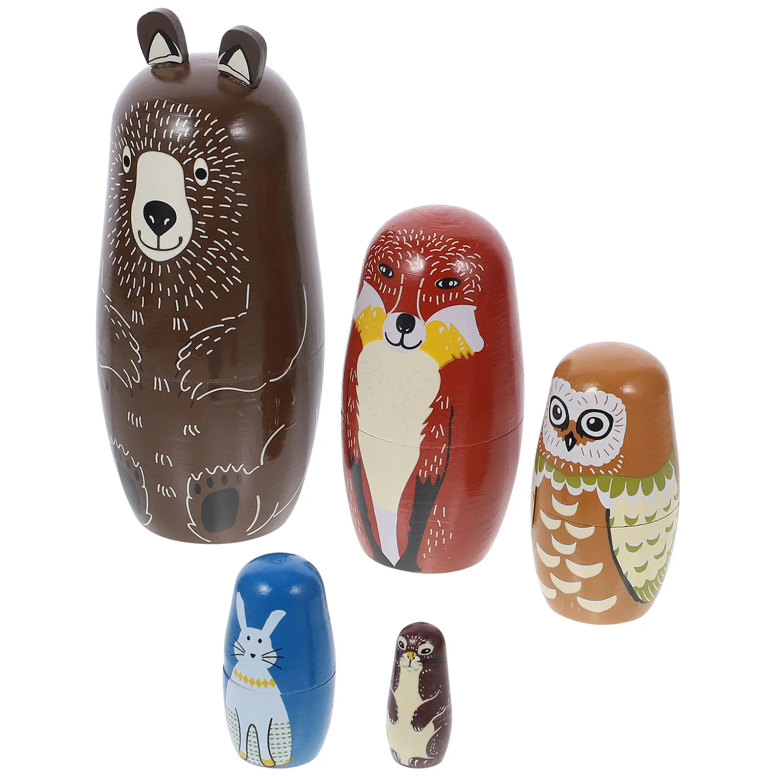 

5 pcs Russian Nesting Adorable Brown Bear Decor For Adults Animal Lovers Gift Lovely Nesting