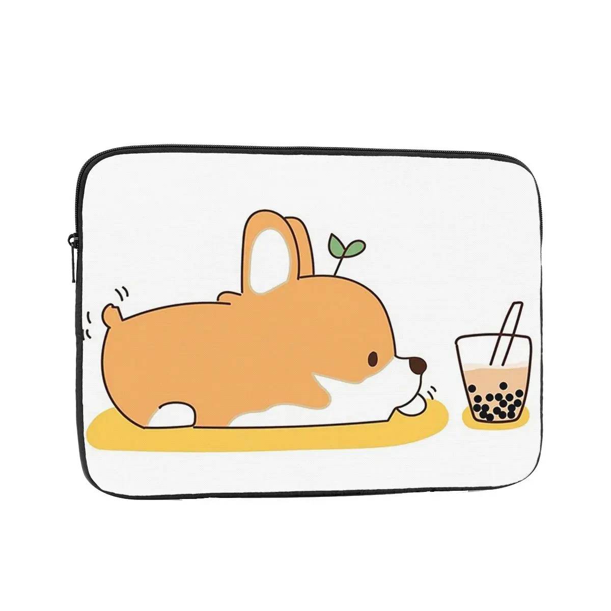 Corgi And Bubble Tea Notebook Laptop Bag Case Pouch 10 12 13 15 17 Inch For Macbook Air Pro Tablet Shockproof Case Bag