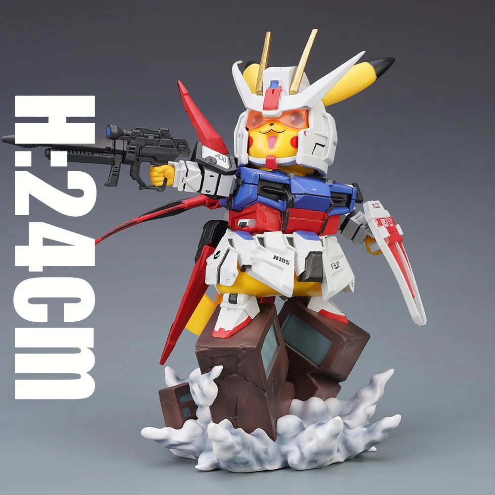 24cm Bandai Pikachu Strike Gundam GK COS Collection Action Figure Model Ornaments Pokemon Series Children's Robot Toys Gifts