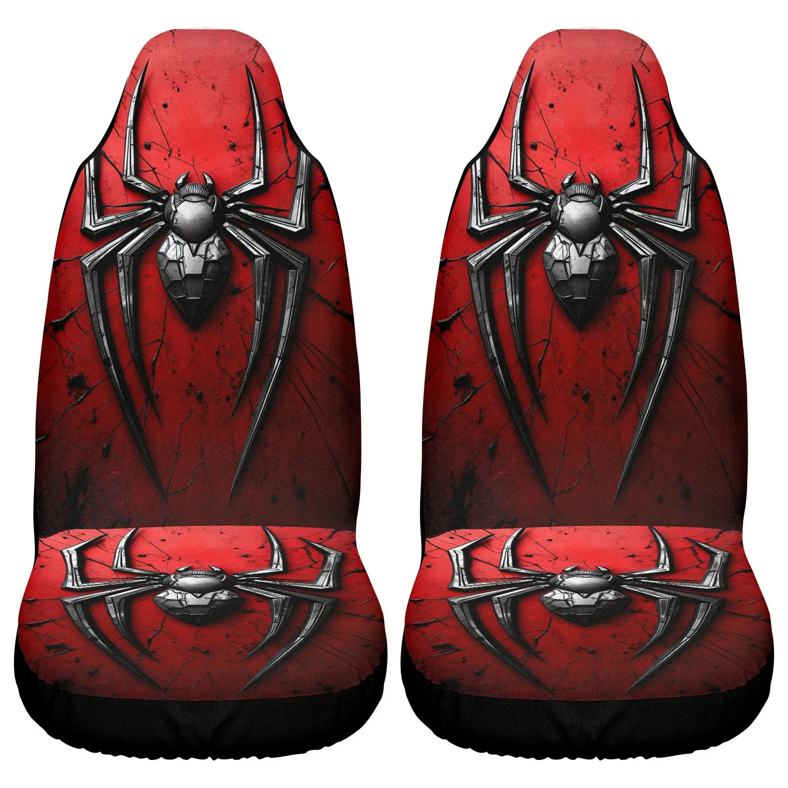 2pcs Car Seat Set Red Spider Web Design Suitable For All Vehicle Types, Including Sedans, SUVs, And Cars. A Perfect Gift For Fri
