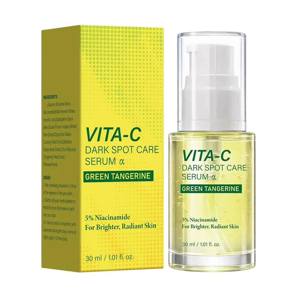 Suero Vita-C de Mandarina Verde para el Cuidado de Manchas Oscuras, Tono de Piel Irregular, Mejora la Elasticidad de la Piel, Rejuvenecimiento Natural, Cuidado Hidratante para la Piel