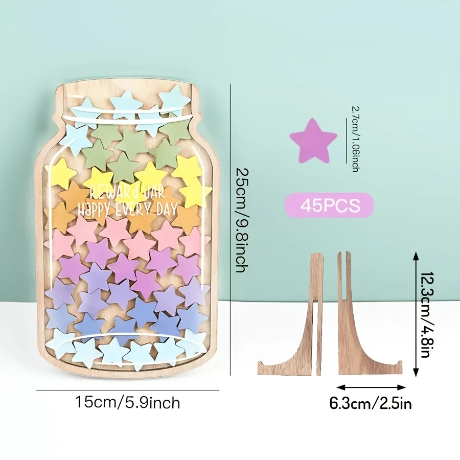 A Set of Star Reward Jars with 45 Stars or Flowers, Featuring Vibrant Floral Designs, Serving as Positive Behavior Incentives