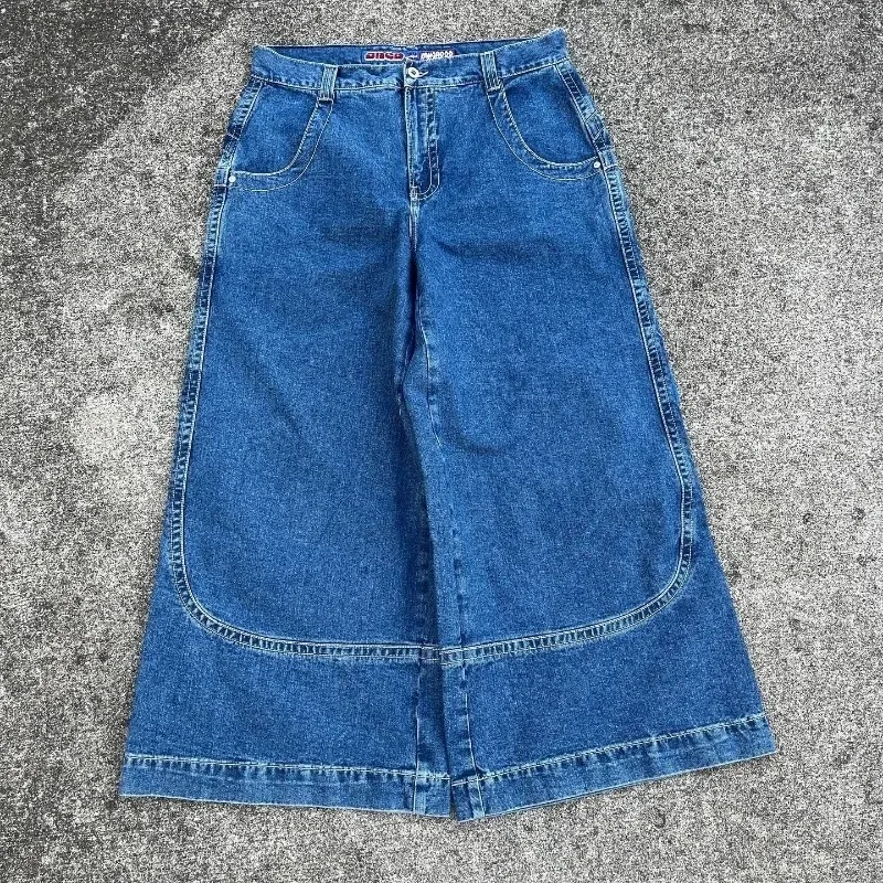 Одежда JNCO, мешковатые джинсы Y2K, винтажная уличная одежда с вышивкой в стиле Харадзюку, модные широкие джинсы с высокой талией для мужчин и женщин