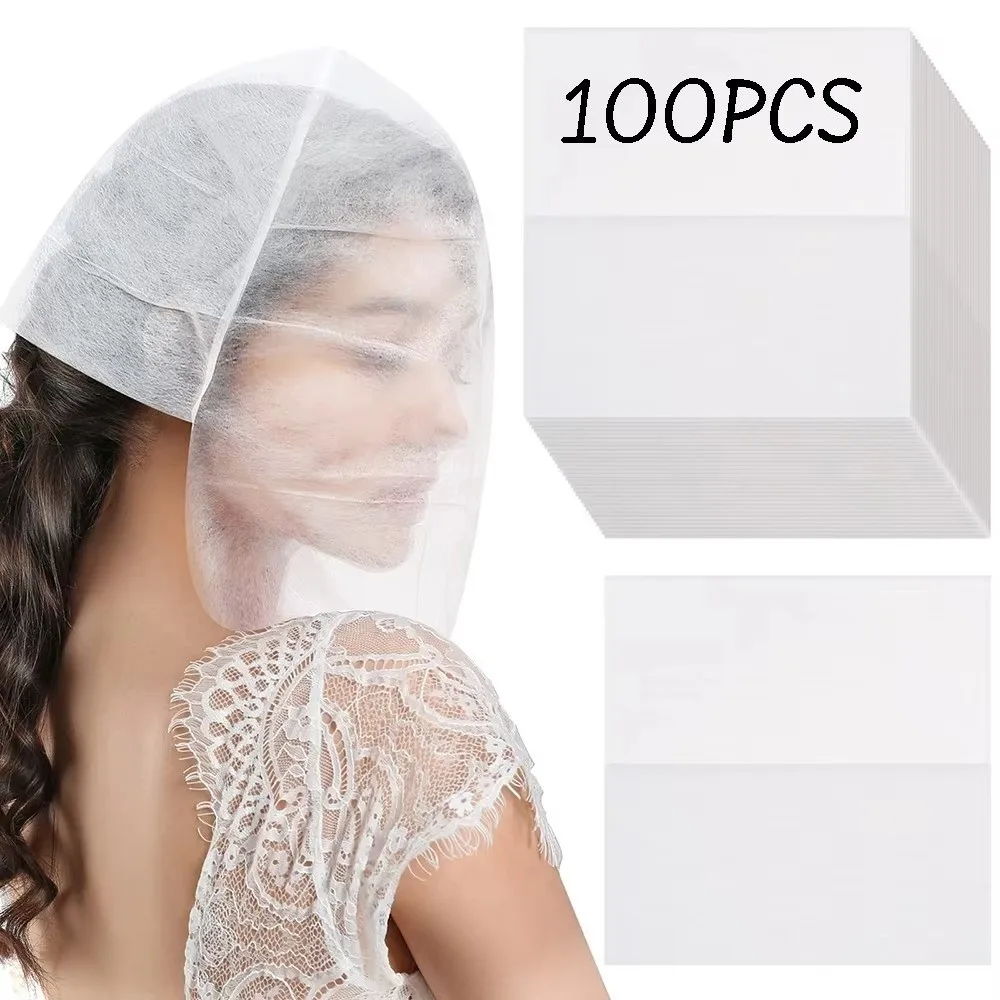 100-個使い捨てフェイスメイクプロテクターフード通気性ソフトメイクプロテクターフード大型薄型メイク服プロテクター