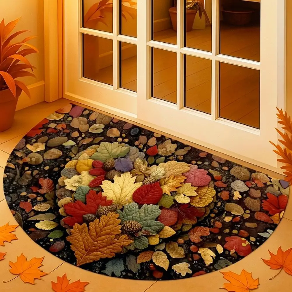 Thanksgiving Pumpkin Theme Floor Rug Washable Entryway Carpet Anti Slip Entrance Mat For Bedroom Bathroom Kitchen
