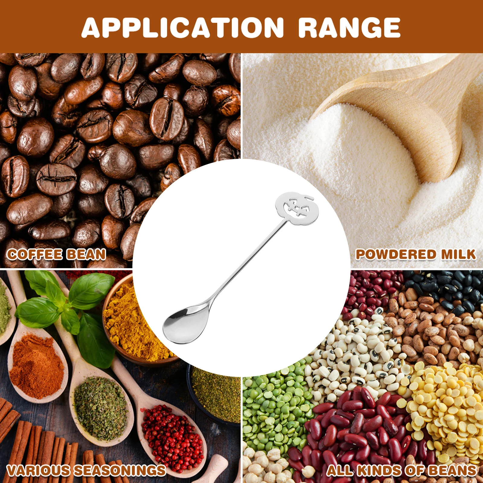 

Pumpkin Head Stainless Steel Cocktail Spoon Exquisite Polishing Safe Touch Multi Function Mixing Stirrer Halloween Coffee Drink