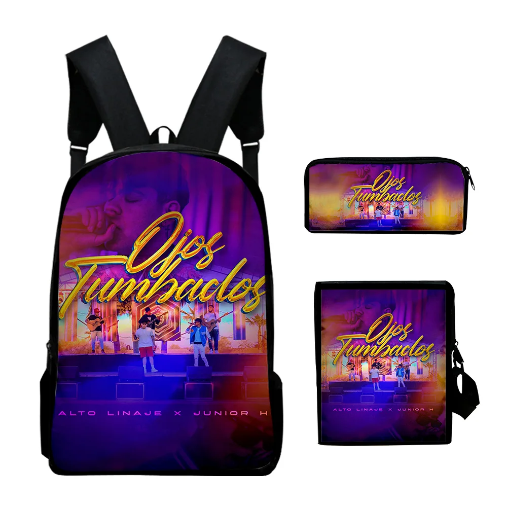 Cantante pop di lusso Junior H Stampa 3D 3 pezzi / set Borse da scuola per alunni Zaino per laptop Zaino Borsa a tracolla inclinata Astuccio
