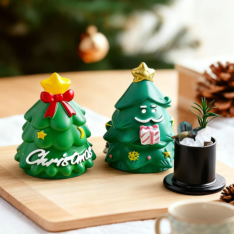 Stoples Penyimpanan Batu Beraroma Pohon Natal untuk Aromaterapi Minyak Esensial di Rumah, Dekorasi Meja Kreatif untuk Suasana Ruangan