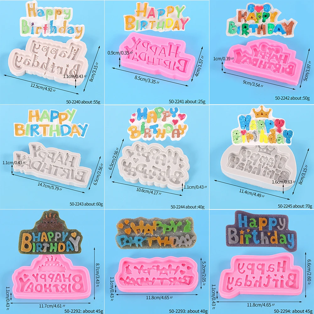 Happy Birthday Silicone Mold Birthday Alphabet Letter Cake Decoration Fondant Chocolate Candy Cupcake Topper for Birthday Party view 6
