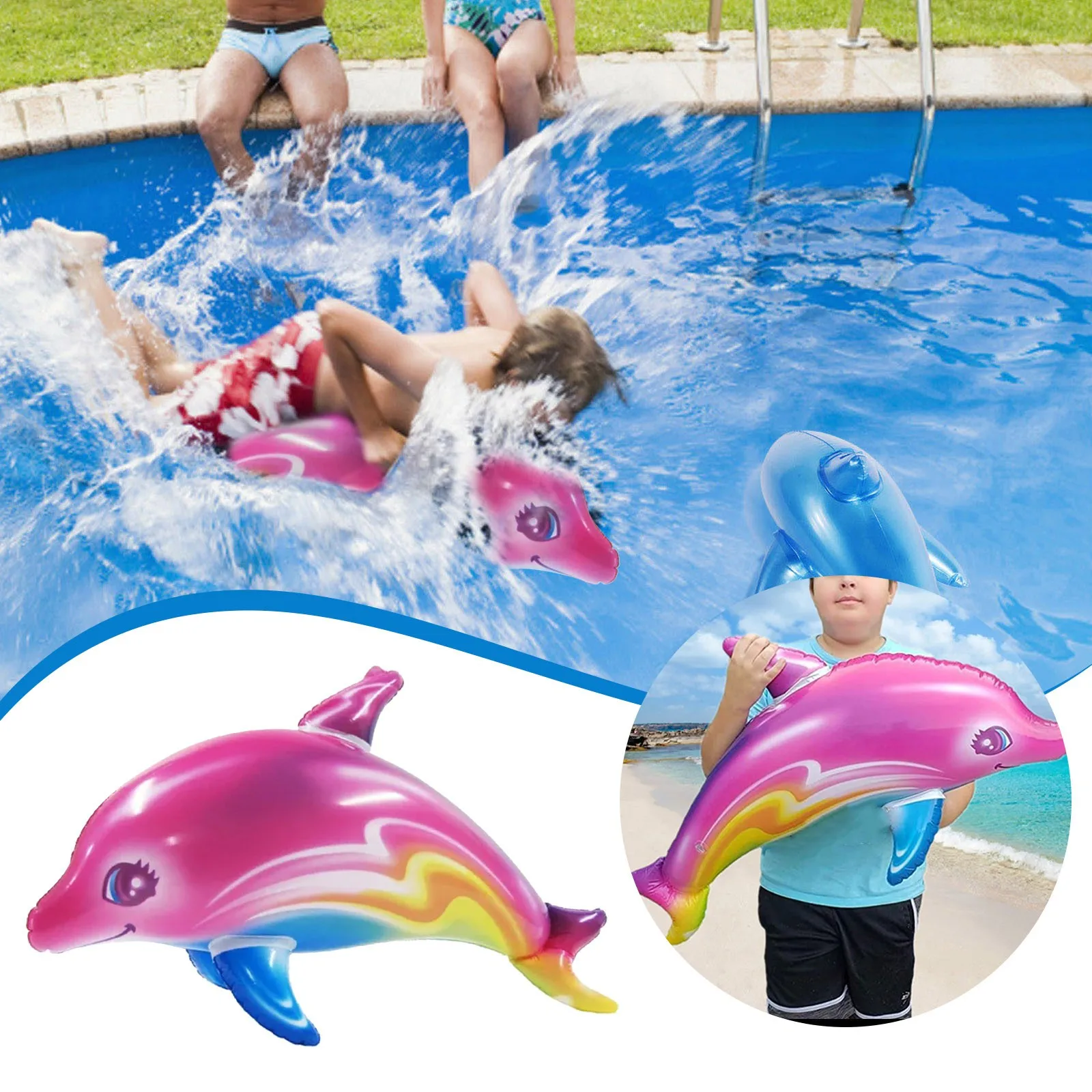 Inflatable Dolphin Toys Kids Summer Beach Swimming Pool Party Games Children Toy Inflatable Ride-ons Pool Floats Water Play Toys