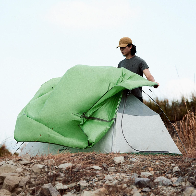 Naturehike Ultralight Campingเต็นท์ 210TแบบพกพาCloud Upฐาน 1 2 คนShelterเต็นท์กระเป๋าเป้สะพายหลังพับเต็นท์เดินทางกันน้ํา