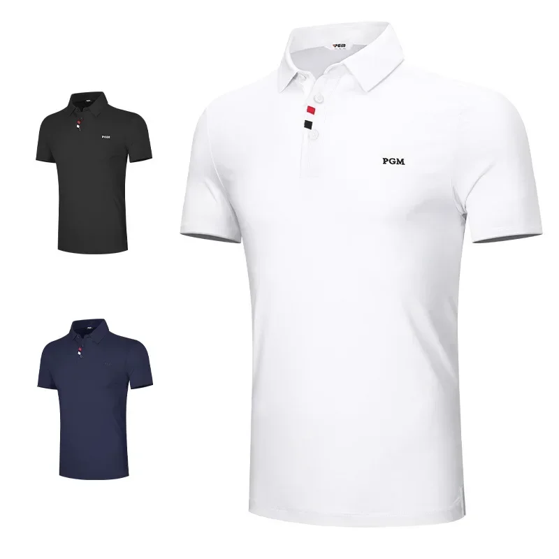 PGM Męskie koszulki polo z krótkim rękawem Letnia oddychająca koszulka golfowa Męskie koszulki suchej Elastyczna odzież golfowa Muscle Sports Wear