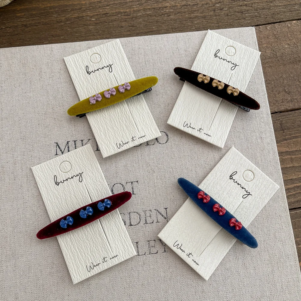 

Retro Velvet Oval Bow Hairpin Hair Clip Girl Sweet Bangs Side Clip Children's Hair Accessories Barrettes Headwear Headdress 1pc