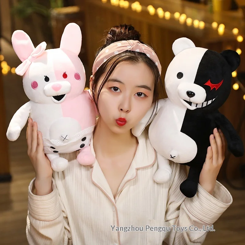 Danganronpa Monokuma und Monomi Plüschkissen Despair Academy Anime Stoffpuppe Niedlicher schwarz-weißer rosa Bär Sammlerspielzeug