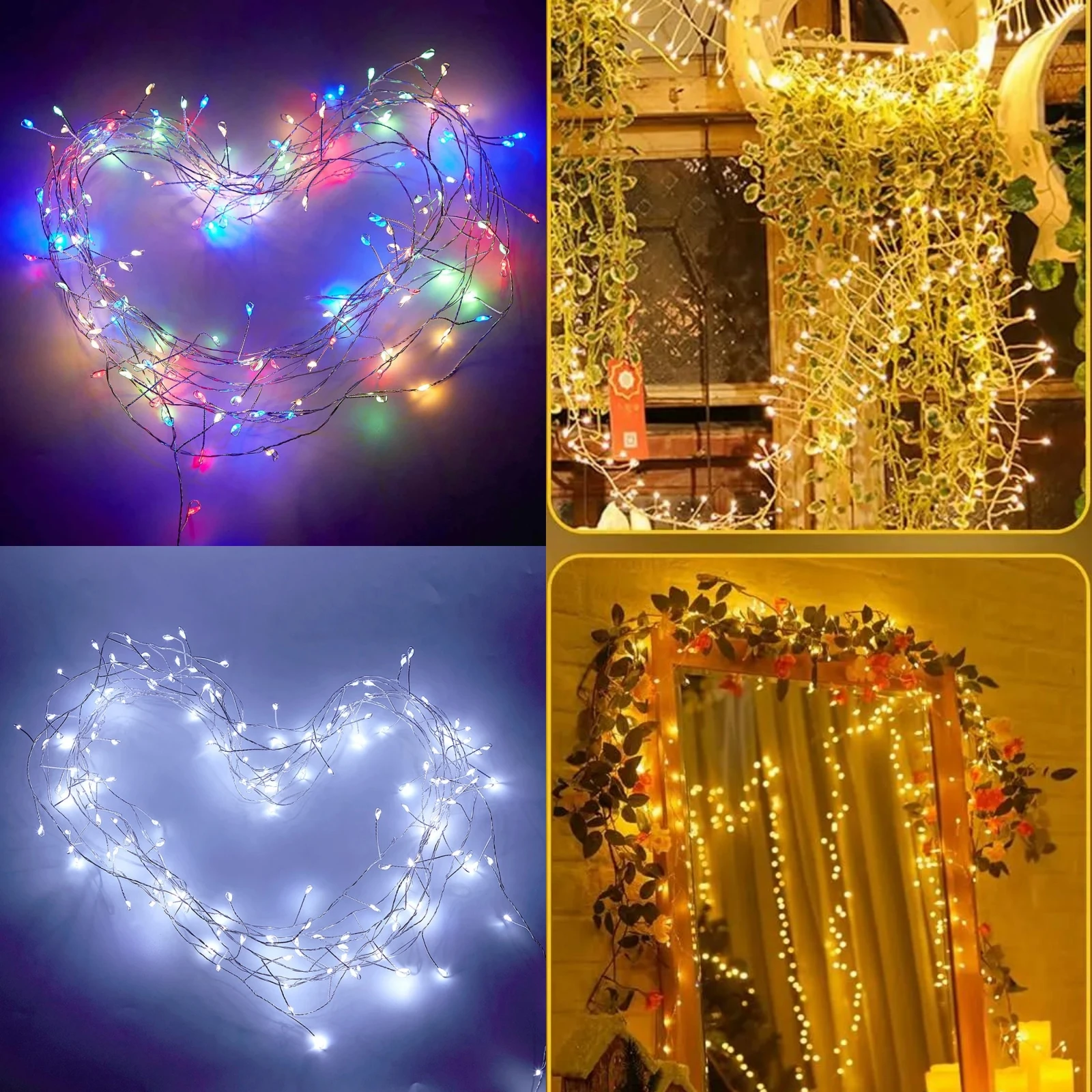USB Led String Light 8Modes Remote Control Black/Silver Wire White Natural Warm Waterproof Fairy Lights Party  Garden Gift Decor
