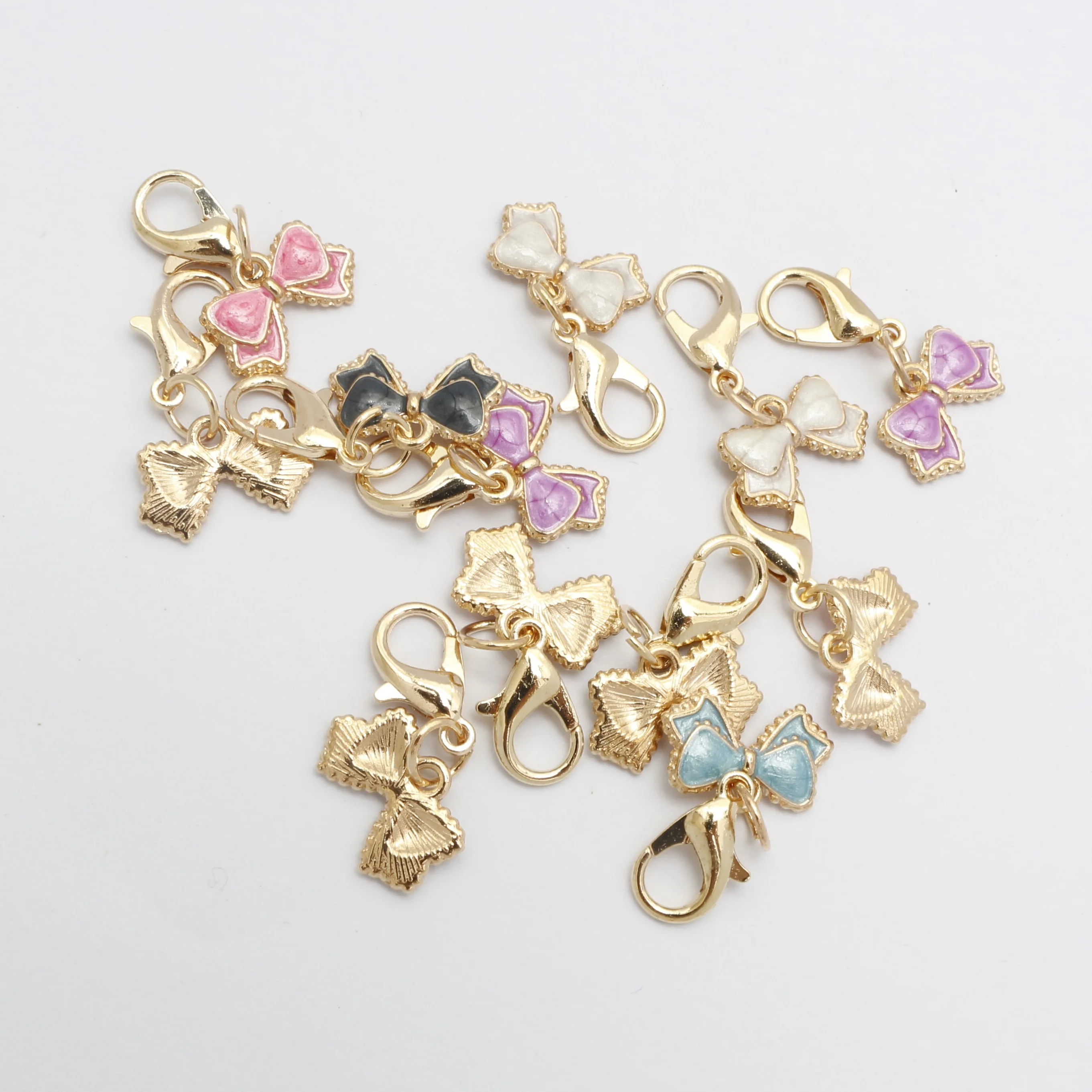 30pcs Alloy Droplet Oil Butterfly Knot Edged Collar Jewelry Pendant Necklace Earring Accessories Korean Style DIY Flower Trim
