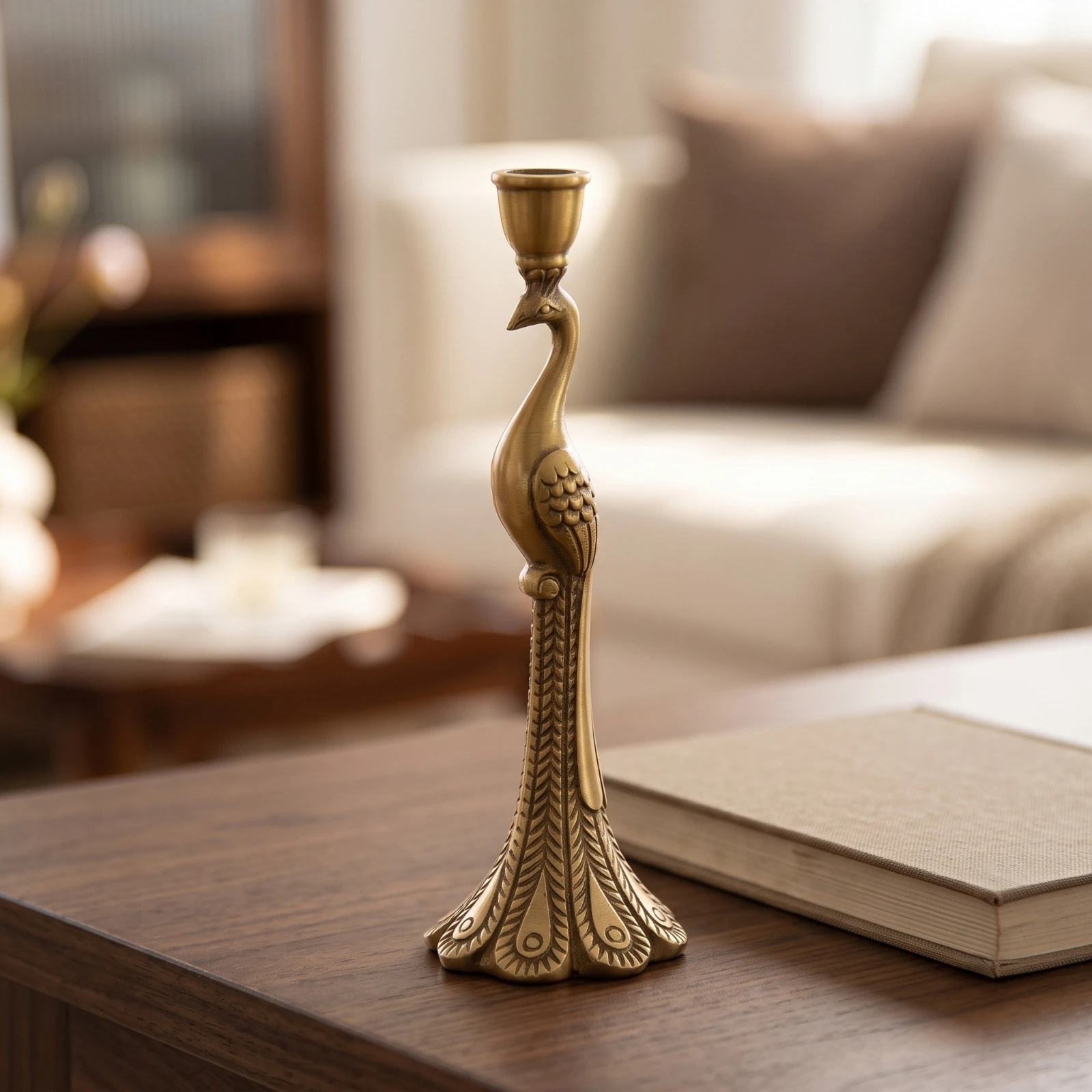 Brass Candle Holder Vintage Taper Candle Holder Slender Elegant for Home Decor, Tabletop view 5