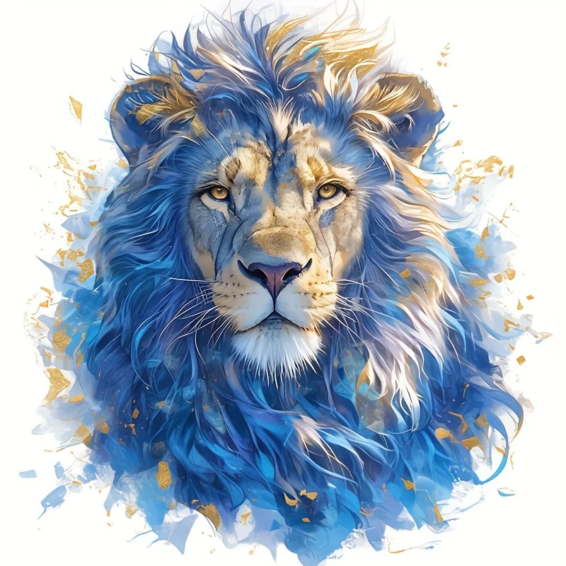 4-in-1 Watercolor Blue Lion Waterproof Stickers, Animal Decals for Car Motorcycle Laptop Helmet