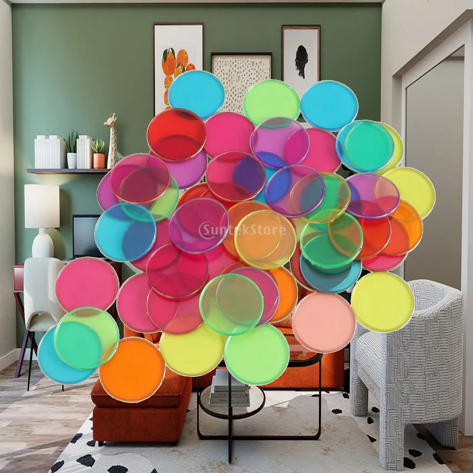 50 Pieces Round Toy Discs Educational Disc Toy Brightly Colored Learning Tool for Children, Young Children, Classroom, Therapy