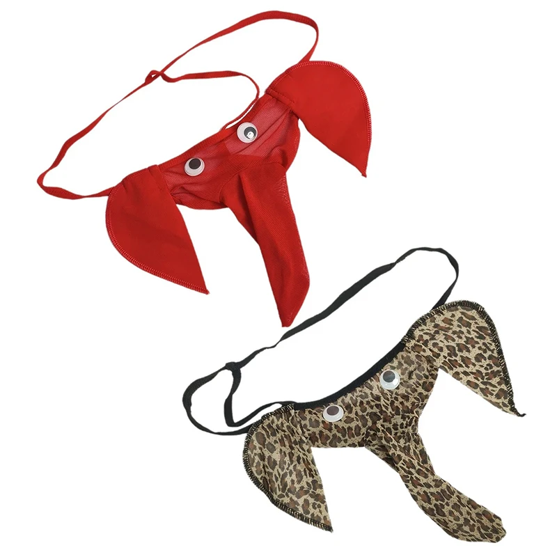 Tanga con nariz de elefante masculino de fantasía salvaje con maletero de leopardo, funda para pene, lencería erótica para él, ropa interior debajo de los pantalones
