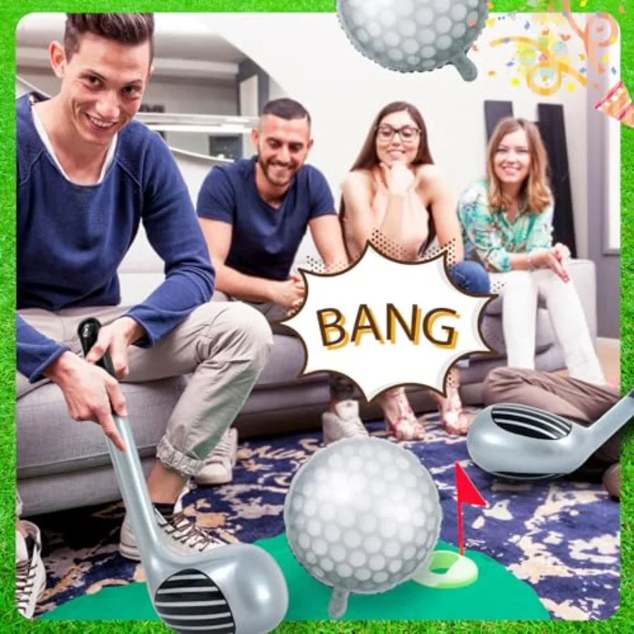 Juego de 16 Uds de globos de Golf, pelota de 18 pulgadas y 30 globos de aluminio en forma de palos para decoraciones para fiestas de cumpleaños, eventos temáticos de Golf, deportes Pa