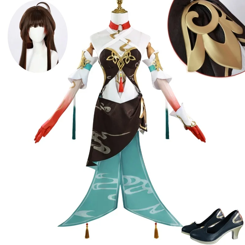 

Game Honkai Star Rail Lingsha Cosplay Costume Wig Ling Sha Dress Uniform Headwear The Xianzhou Luofu Halloween Party for Women