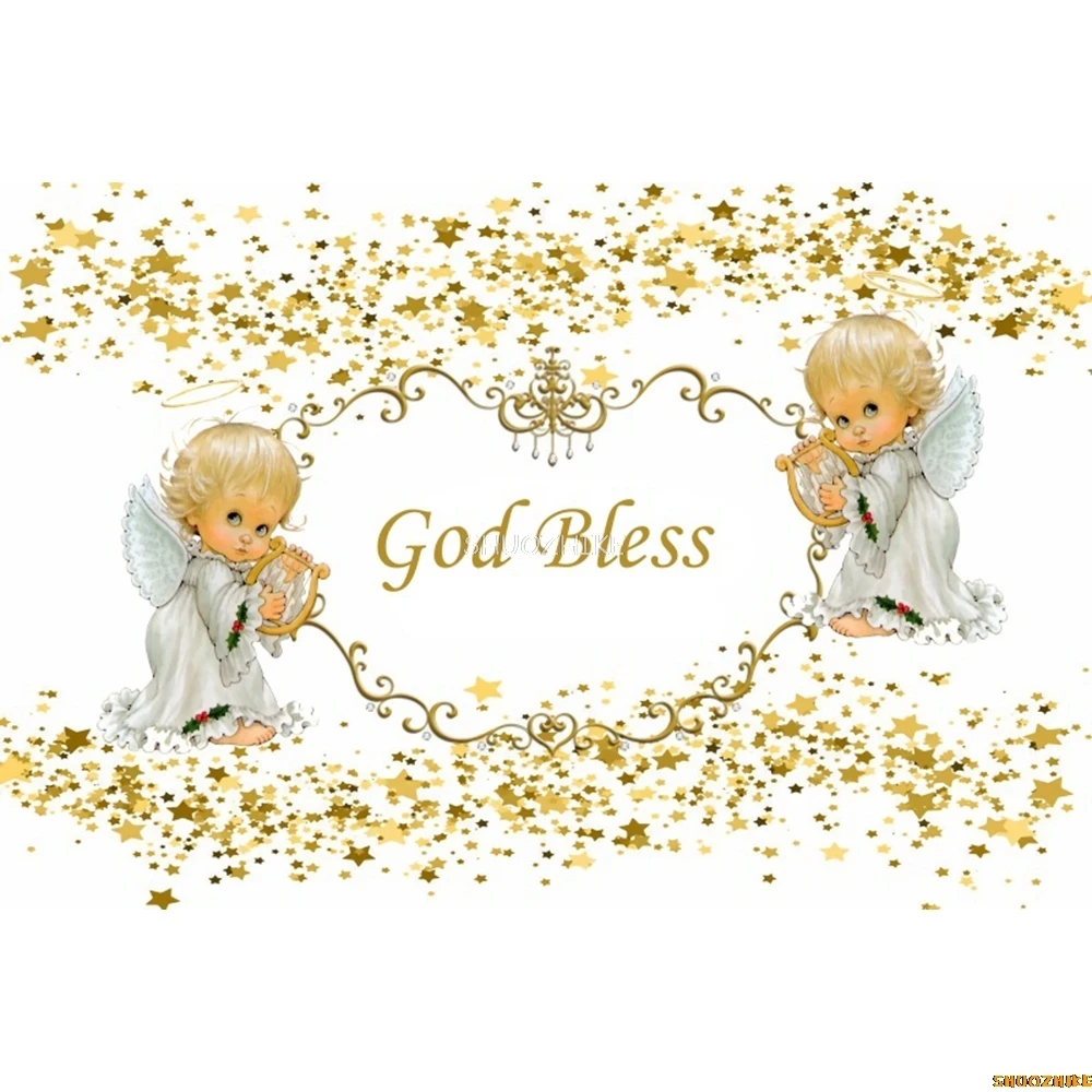 Sfondo della Santa Prima Comunione Ragazza Ragazzo Il mio battesimo Dio benedica Fotografia Baby Shower Photocall Sfondo per studio fotografico