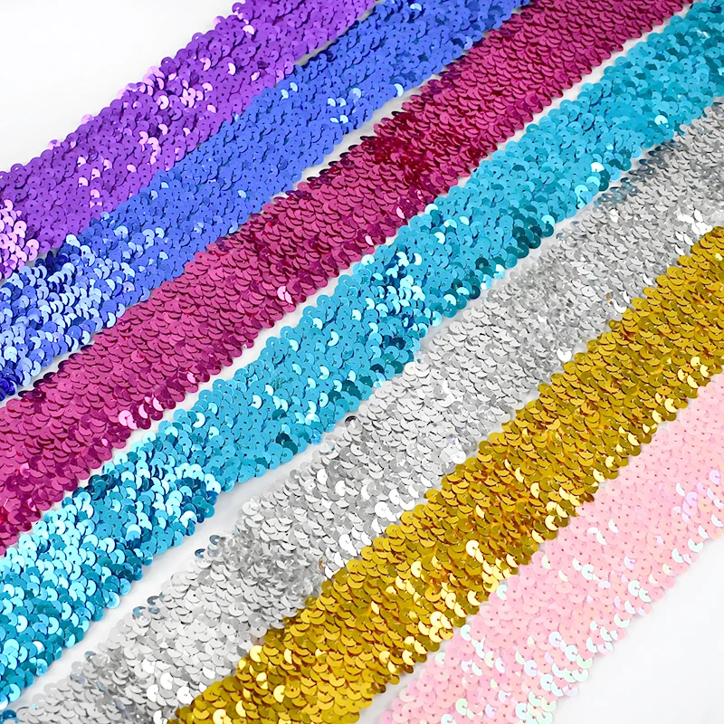

2/5/10M 45mm Sequins Lace Elastic Band Stage Dance Dress Stretch Ribbon Decor Trimming Elastics Laces Fabric Clothes Accessories