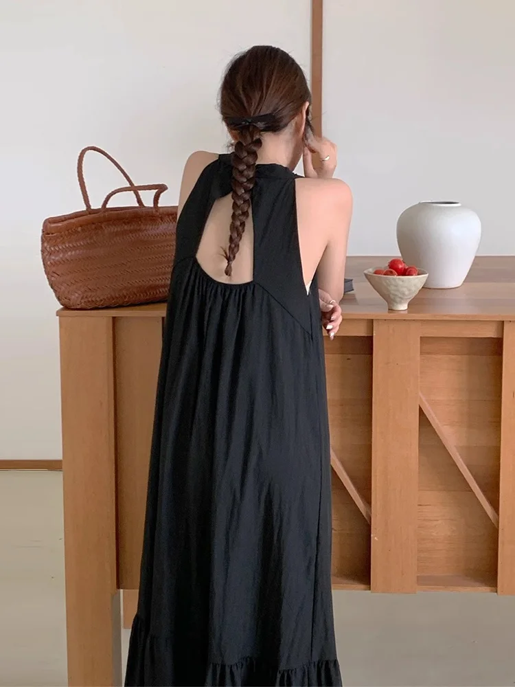 Chic Summer Vaion Sle Off-oulder Lâche Casual Svel Dr Femmes Suspendues Ne Subtil Ba Exposition Plissée Longue...