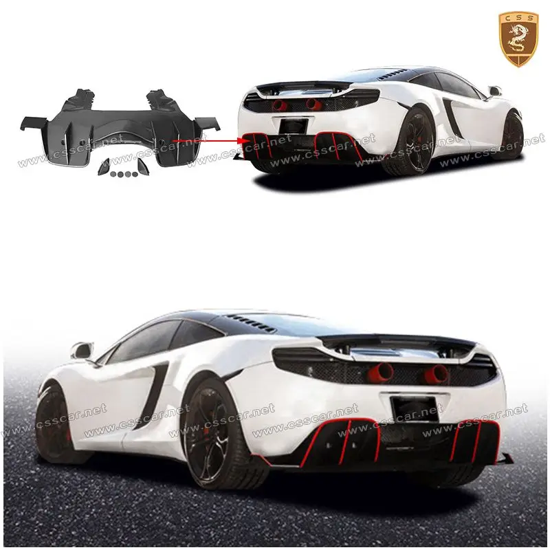 CSSCAR New Style Dry Carbon Fiber Rear Diffuser For McLaren MP4-12C 650s Bumper Lower Splitter Car Bumpers Diffuser MSO Design