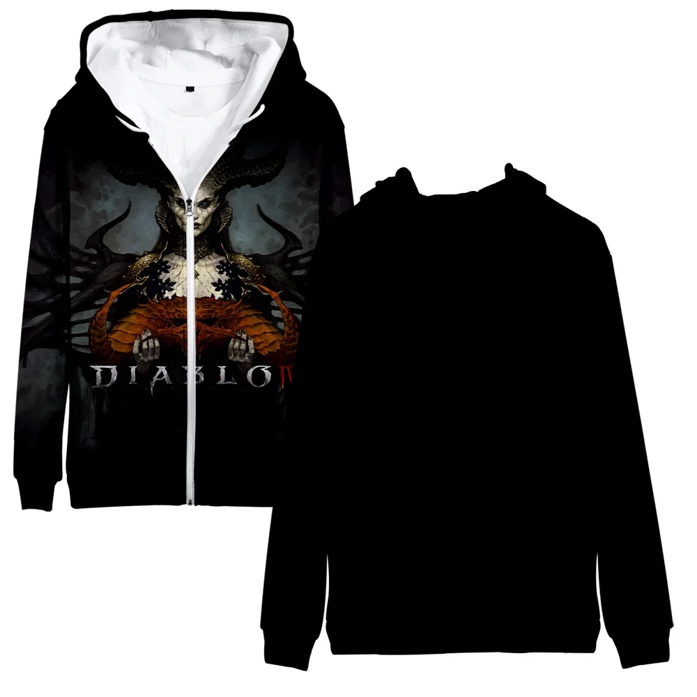 Heißes Spiel diablo iv 3D-Druck Reiß verschluss Frauen/Männer Hoodie Sweatshirt y2k Streetwear Hip Hop Cosplay Reiß verschluss Kapuzen jacke Oberbekleidung