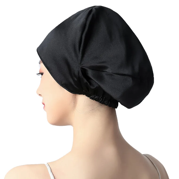 Winsleter,100% Mulberry Silk Turban Bonnets Female Double Layered Sleeping Night Wrap Cap For Curly Ladies A34317M