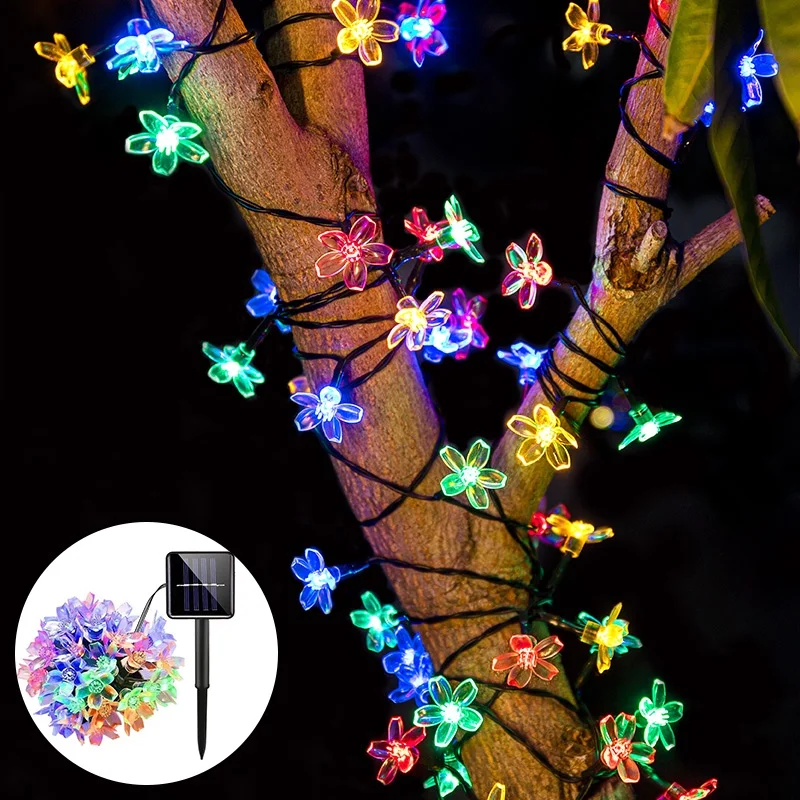 50/20LED Solar Flower String Lights Outdoor Waterproof Cherry Blossom Solar Sakura Lamp for Home Garden Party Birthday Ornament