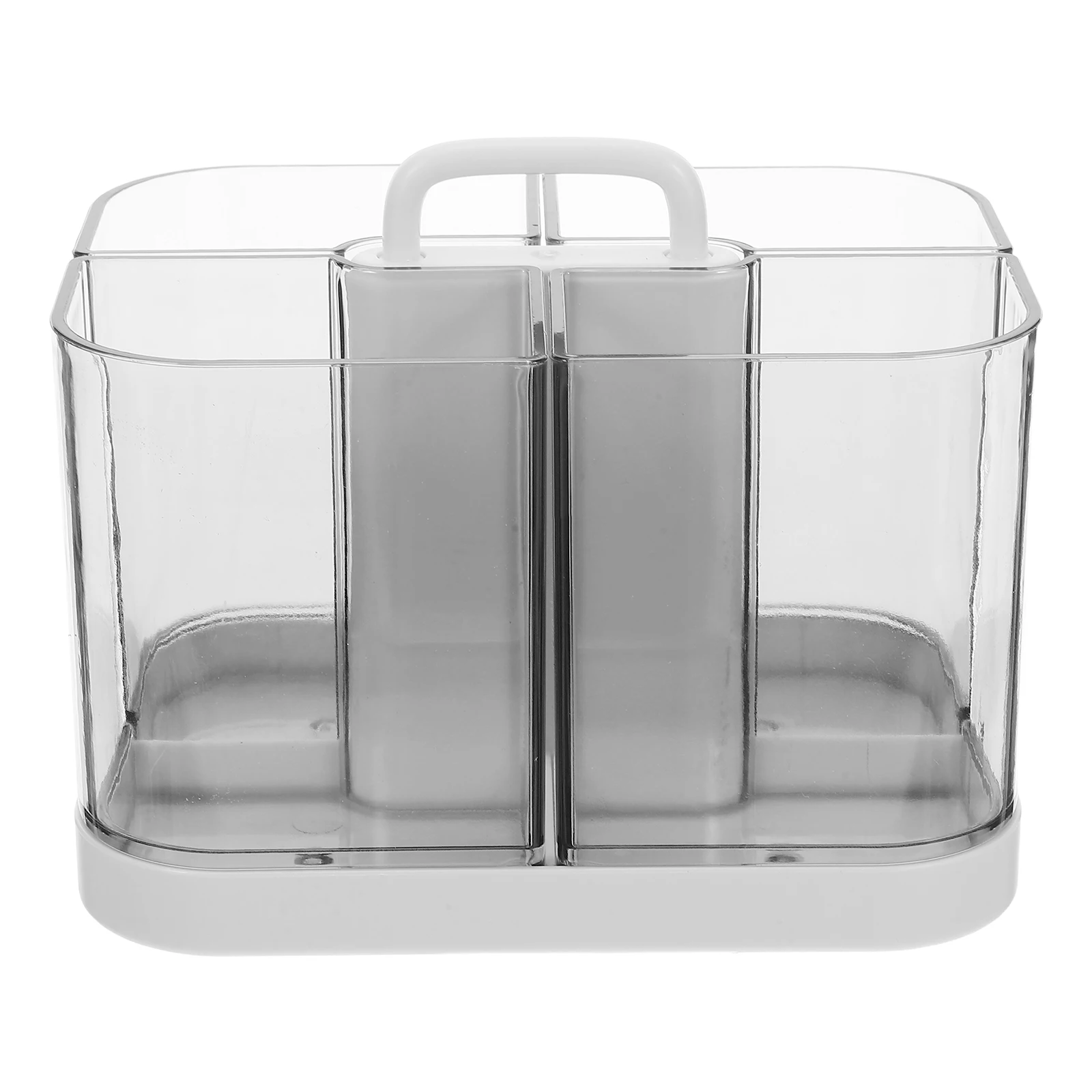 

Multifunctional Desktop Organizer White Portable Plastic Stationery Holder Compartments Pen Pencil Rack Office School Space