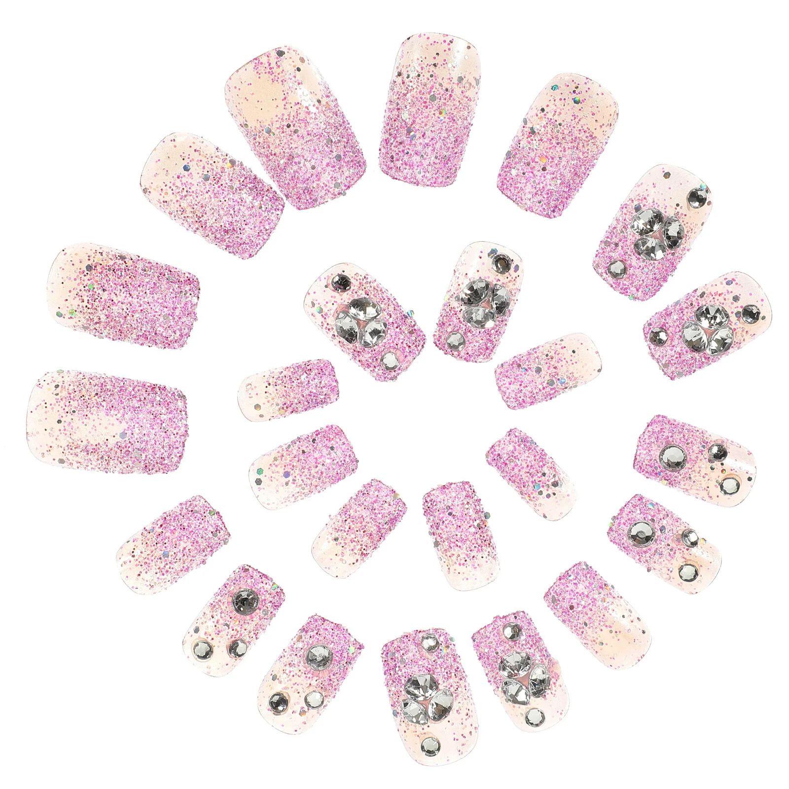 24 قطعة من الأظافر الصناعية اللامعة باللون الأرجواني والأظافر الاصطناعية الطبيعية ذات الغطاء الكامل للنساء وحفلات الزفاف والحفلات الراقصة والأظافر المزيفة