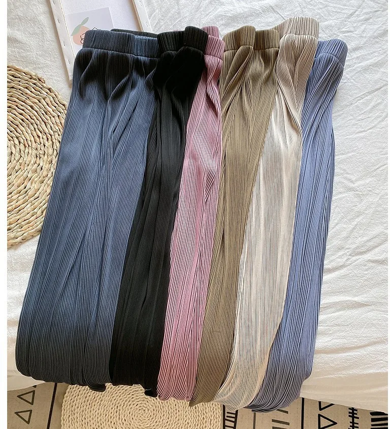 2023 New Pleated Casual Pants Women\'s Spring/Summer Korean High Waist Loose Drop Pleated Wide Leg Black Trousers