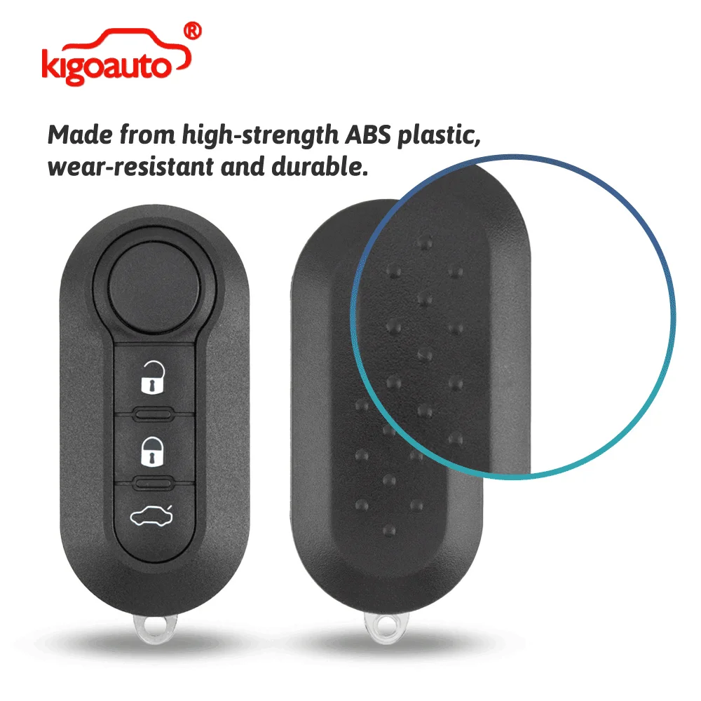 Kigoauto Car Remote Key Shell Case For Fiat 500 Panda Punto Bravo Ducato Peugeot Boxer Citroen Jumper Uncut SIP22 Blade Replacem