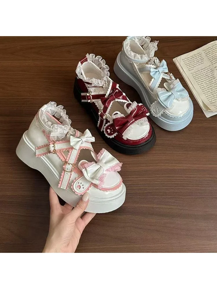 

Japanese Sweet Lolita Bow Mary Jane Little Leather Shoes Women's 2025 Autumn New Thick Bottom Cute Jk Single Shoes