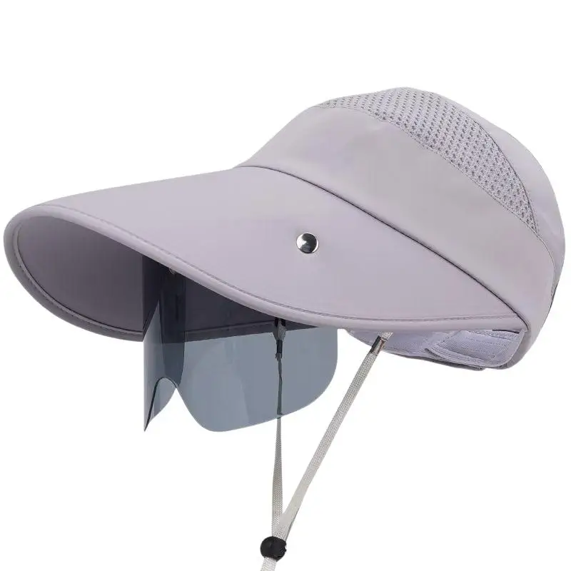 Womens Large Brim Breathable Bucket Sun Hat With Glasses Hole Magic Tape Adjustable Summer Beach Travel Outdoor Cap