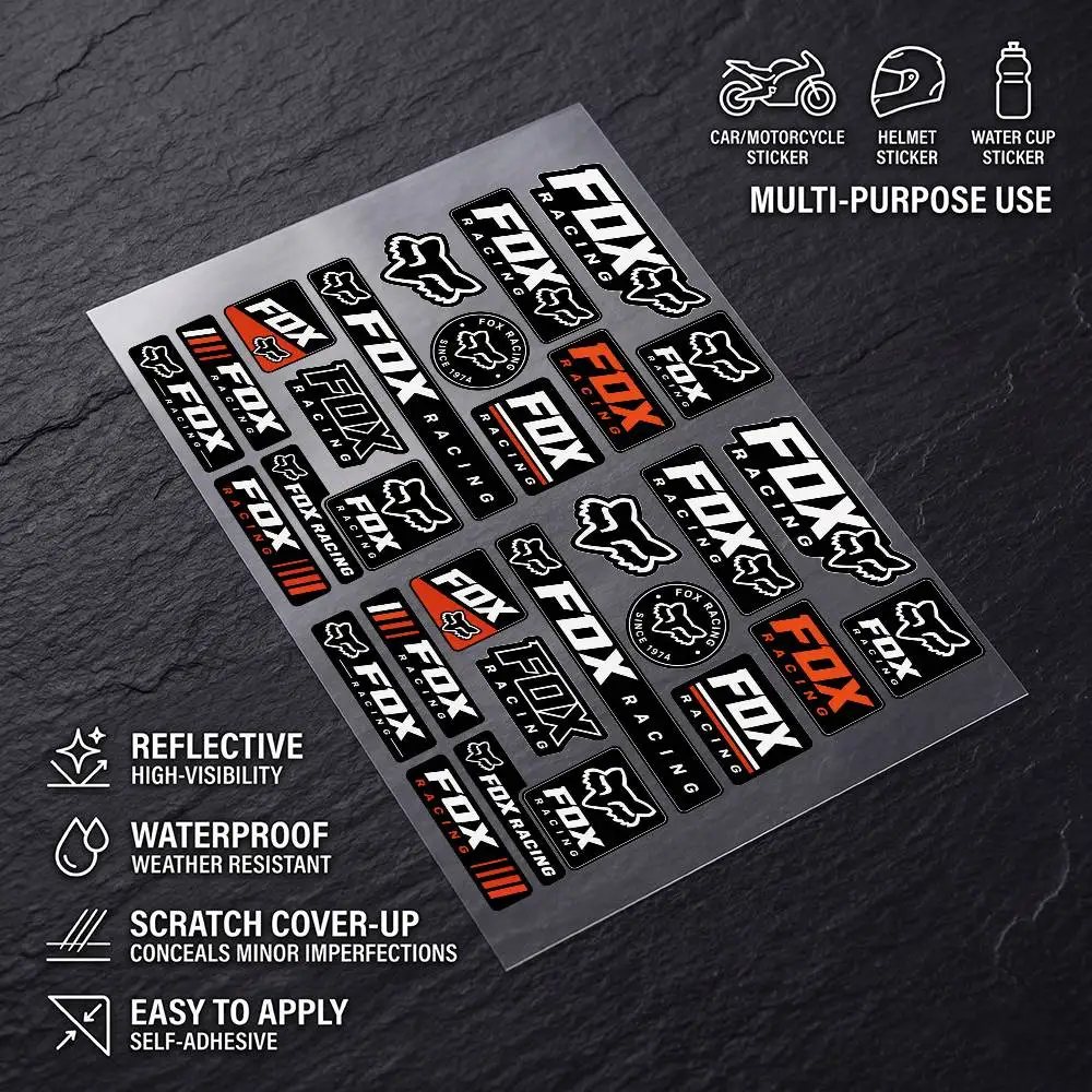 Autocollant réfléchissant haute visibilité F-fOx RAcInG-G, imperméable, anti-rayures, pour voiture, moto, casque, réfrigérateur