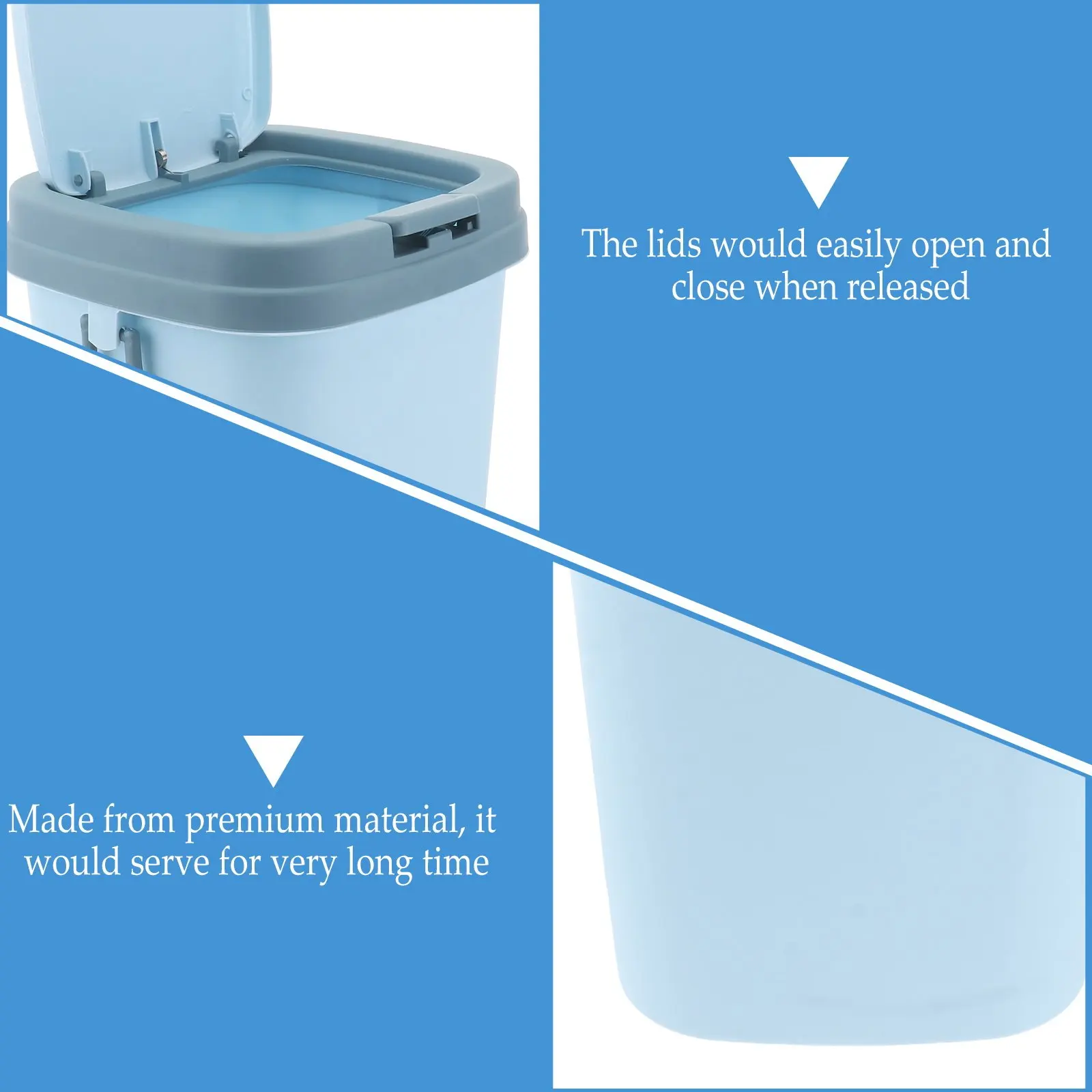 

1Pcs Flip Lid Trash Can Pedal Push-Button Plastic Garbage Bin Silent Slow Close Large Capacity Home Kitchen Garbage Cans Sky