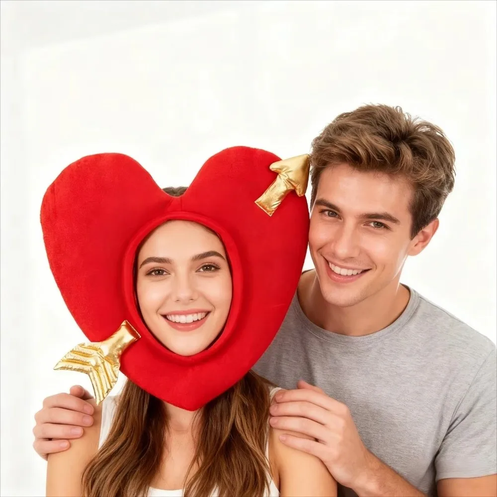 

Kids Toys Gifts Red Heart Shaped Hat Creative Funny Pullover Hat Headgear Novelty Cupid's Arrow Hat Masquerade Party