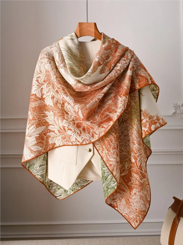 A silk and wool scarf shawl for the botanical garden large square air-conditioned room