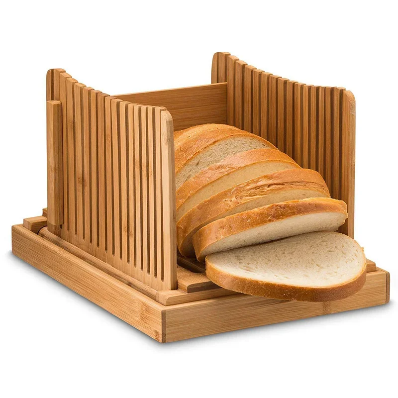 Bamboo Storage Box Bread Home Kitchen Food Organizer Pan Cut Loaf Rack Boxes Cake Bins