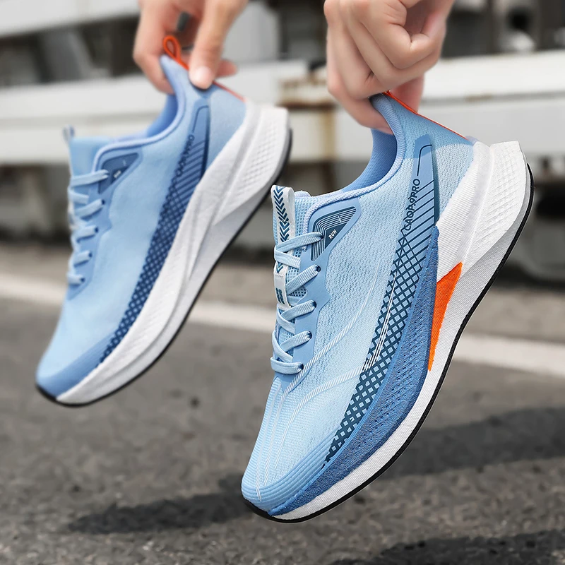 Long Distance Jogging Training Running Shoes, Soft Elastic Breathable Sports Sneakers for Physical Fitness Test, Popcorn Foam Cu