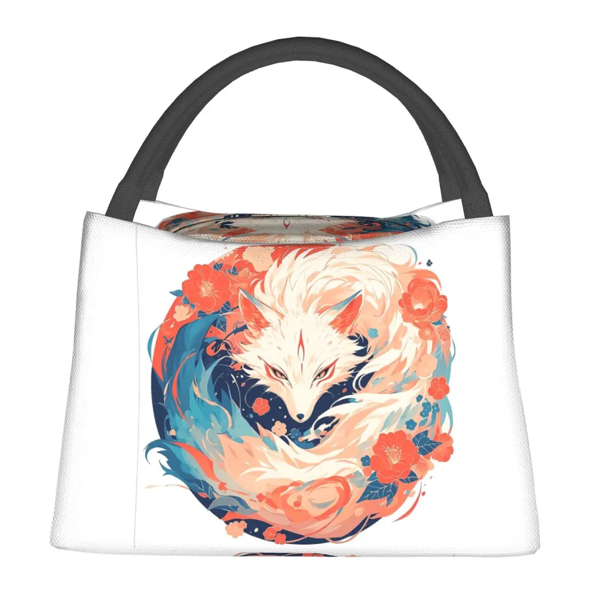 Abstract Nine-Tailed Fox Lunch Bags Insulated Bento Box Portable Lunch Tote Picnic Bags Cooler Thermal Bag for Woman Girl Travel