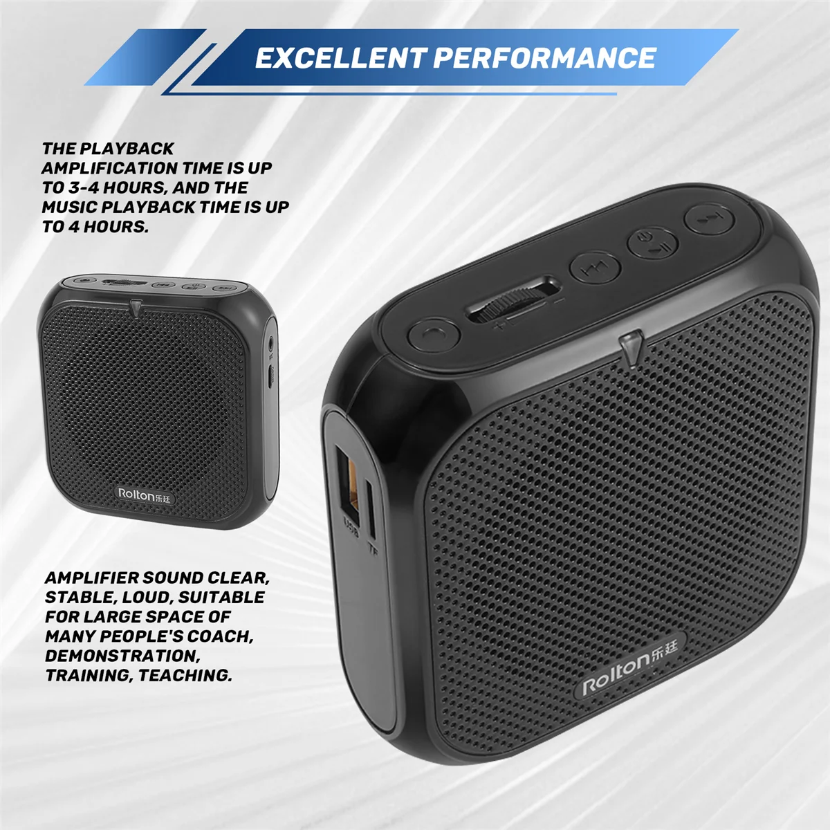New Rolton Portable Voice Amplifier, Megaphone Booster with Microphone Loudspeaker Personal PA System for Voice Amplification