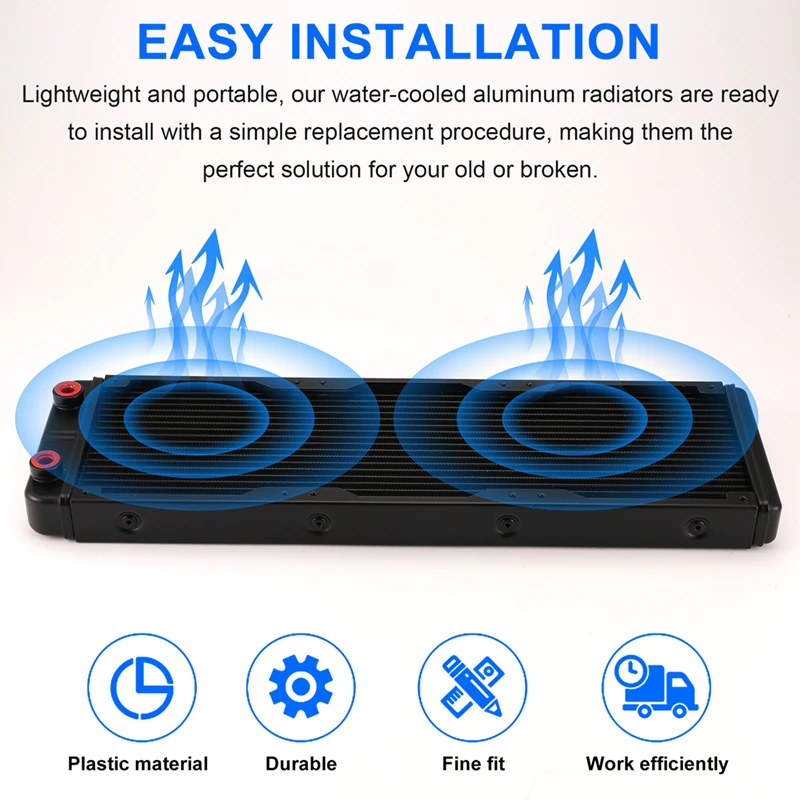 Water Cooling หม้อน้ําอลูมิเนียม 18 ท่อ 360 มม.ความร้อนสําหรับคอมพิวเตอร์ฮีทซิงค์แลกเปลี่ยน Liquid Cooler