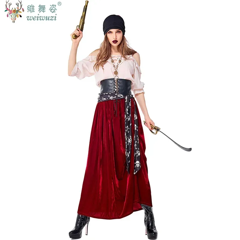 أنثى قراصنة الكاريبي الكابتن تأثيري حلي هالوين البدلة القوطية جاك امرأة فستان بتصميم حالم لعب الأدوار تأثيري البدلة يتوهم #3