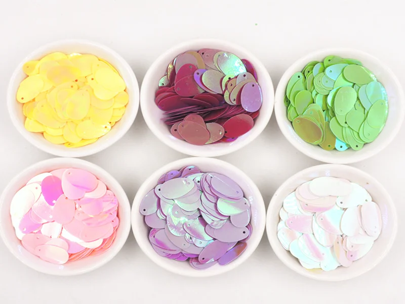 100Pcs 12*20mm Oval Egg Shape Flat Sequins PVC Paillettes Dance Clothing Sewing Craft Women DIY Garment Lentejuelas Accessories